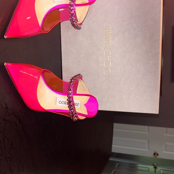 Jimmy Choo Pink Crystal Embellished Heels - Picture 2 of 5